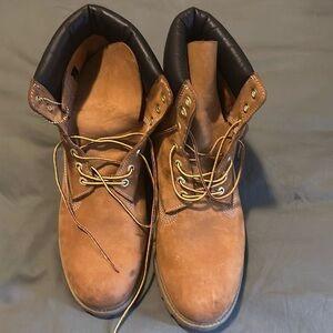 Timberland 6-Inch Premium Waterproof Boots in Wheat Nubuck.